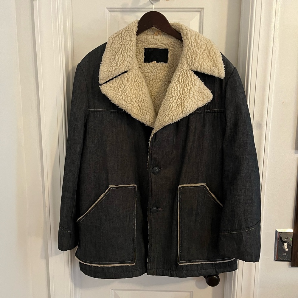 Vintage Sherpa-Lined Denim‎ Jacket Dark Wash